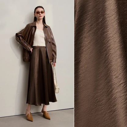 Women's Skirt Loose Long A-skirt Satin Skirts For Women 2025 Autumn New Minimalist Solid Color Clothing Ladies 12513015