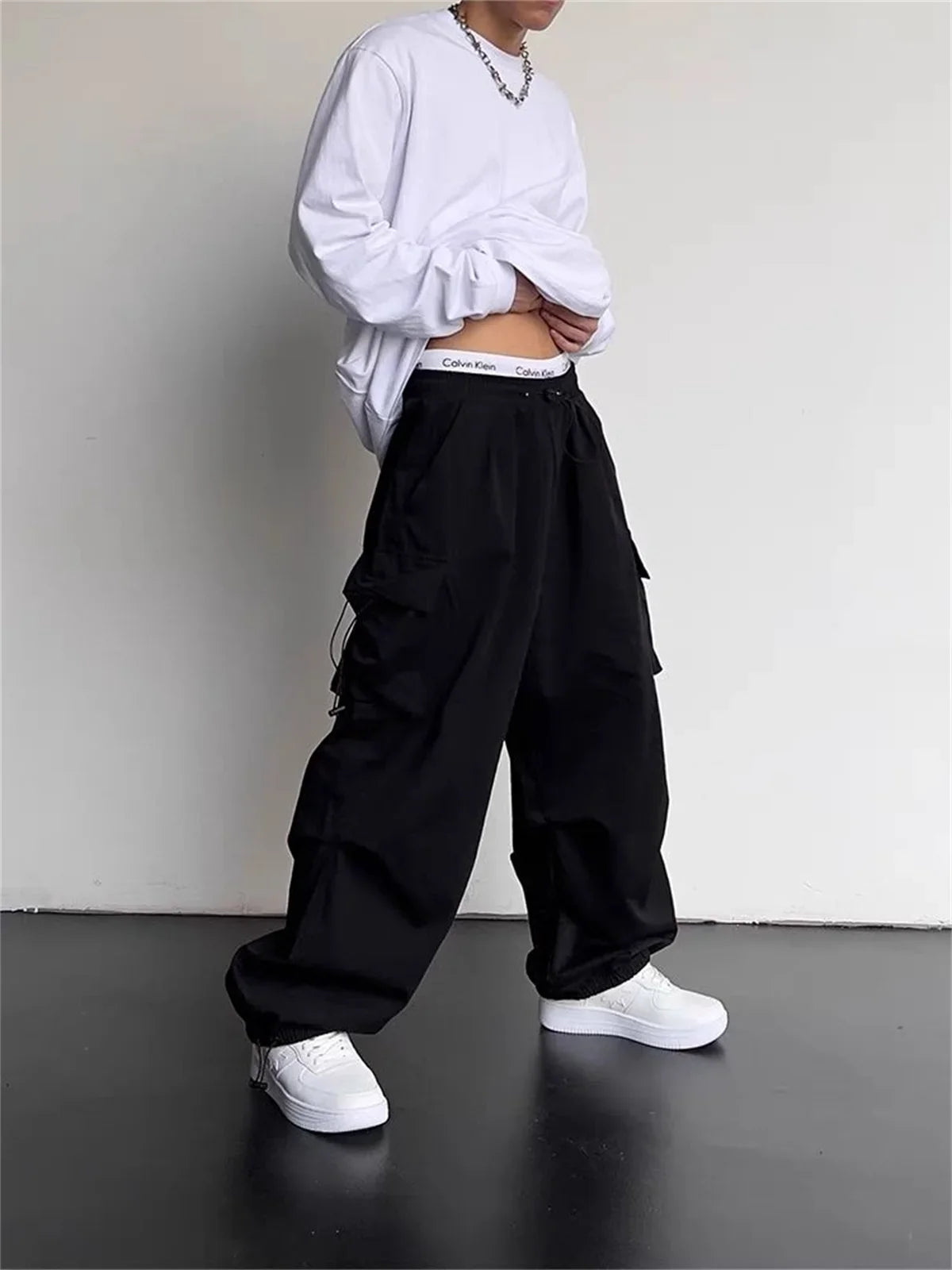 American Spring Summer Men Casual Cargo Pants Pockets Plus Size Black Out Door Elasticity Sports Oversize Pants 46 48 50