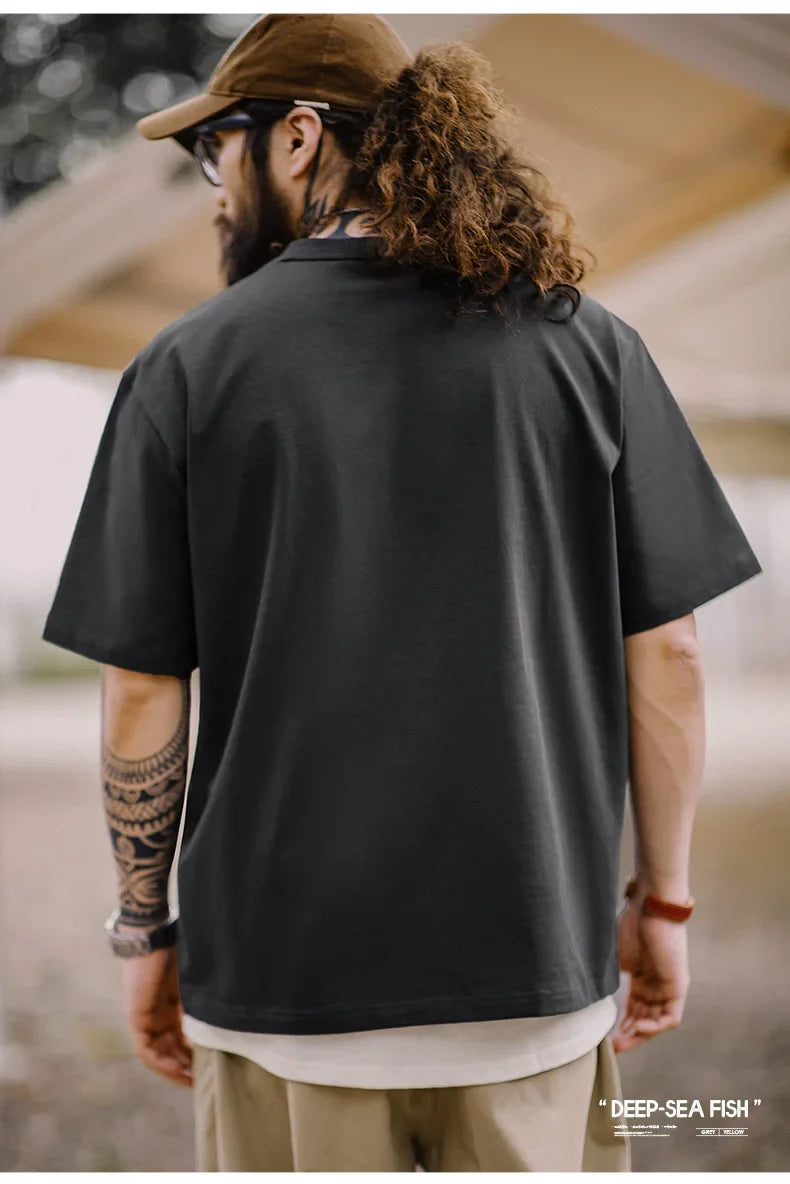 Vintage Flocked Print Short-sleeved T-shirts Animal Pattern Cotton Round Neck Tops for Men's Summer Casual Loose Fit Tee