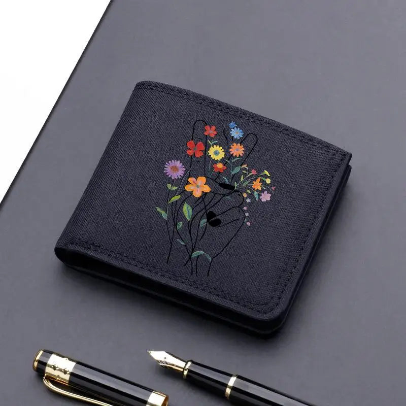 Horse Dragon Pattern Canvas Boy Girl Kids Wallet Black Card Holder Male Money Bag Bank Holder Short Purse Credit Card Case Bag