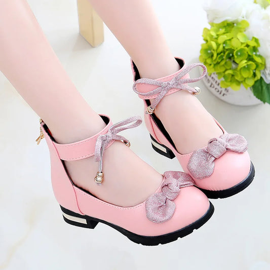 2026 Shiny Bow Stage Elegant Comfortable Catwalk Fashion Spring/summer Students Baby Girls Princess Shoes Cute Kids Sandals
