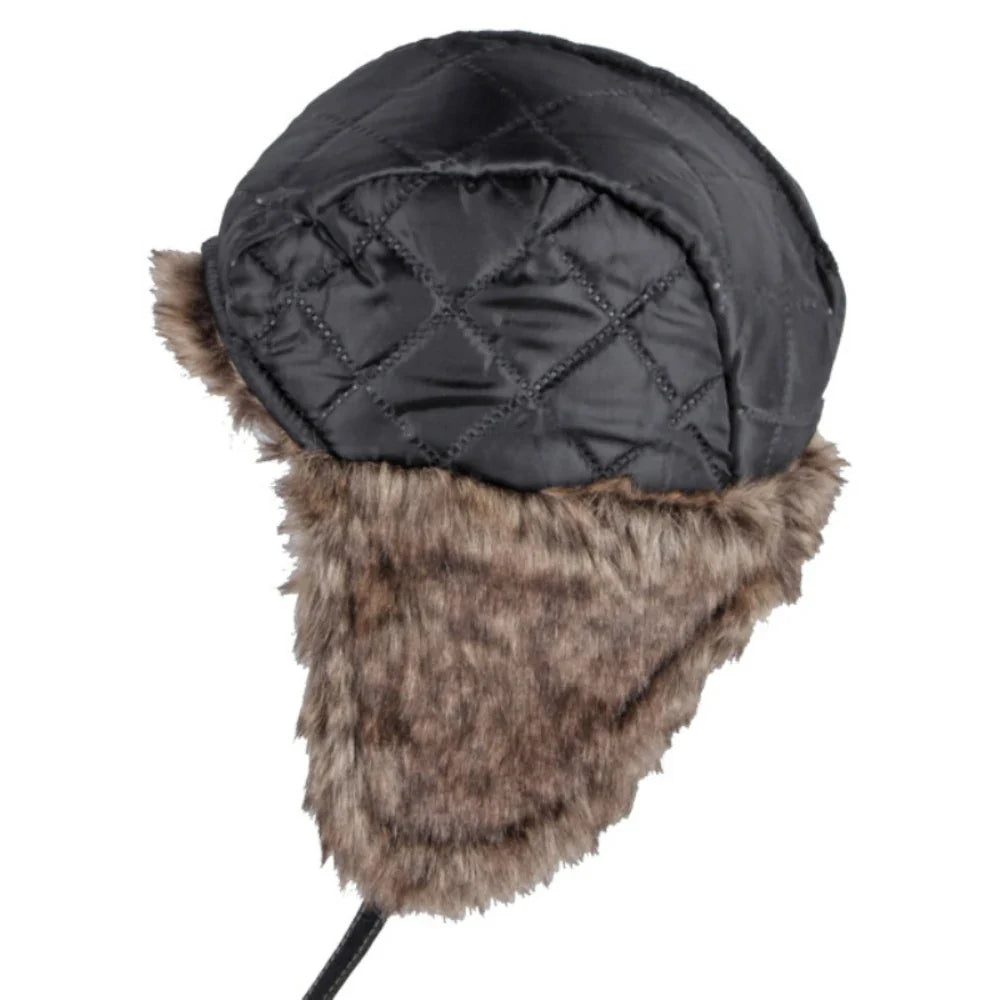 Russian Hat Unisex Thick Warm Winter Fur Hat for Men Women Windproof Leather Hat Male Female Snow Ski Trapper Earflap Cap
