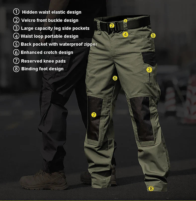 Men Hunting Tactical Cargo Pants  Green Hiking Trousers Multi Pockets Gray Uniform Paintball Airsoft Autumn  Work Clothing