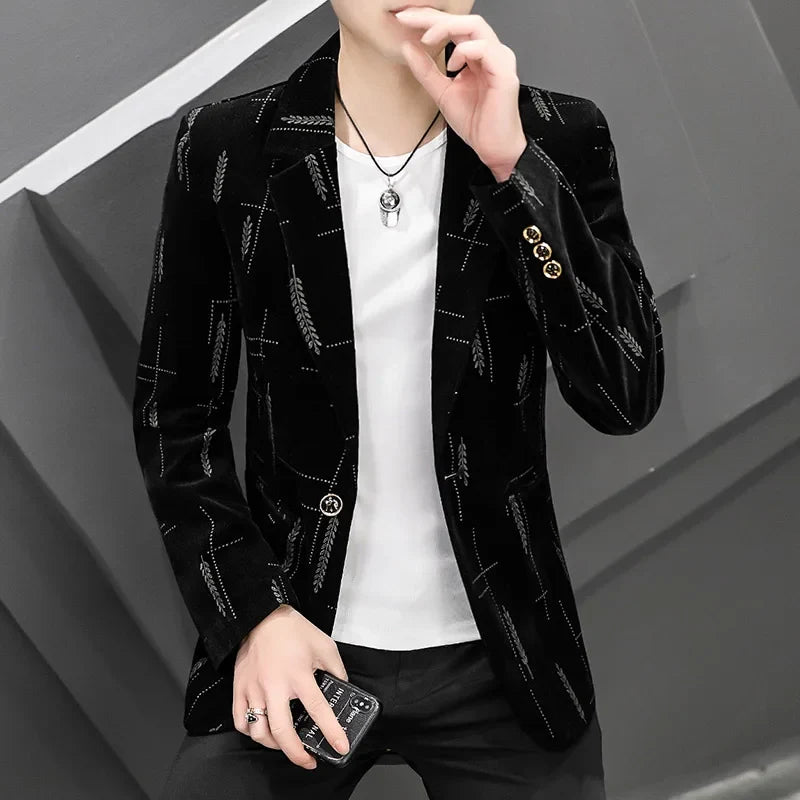 Blazer New Men's Fashion Business Corduroy Gentleman Fit Shopping Outdoor Performance Wedding Banquet Casual Blazer