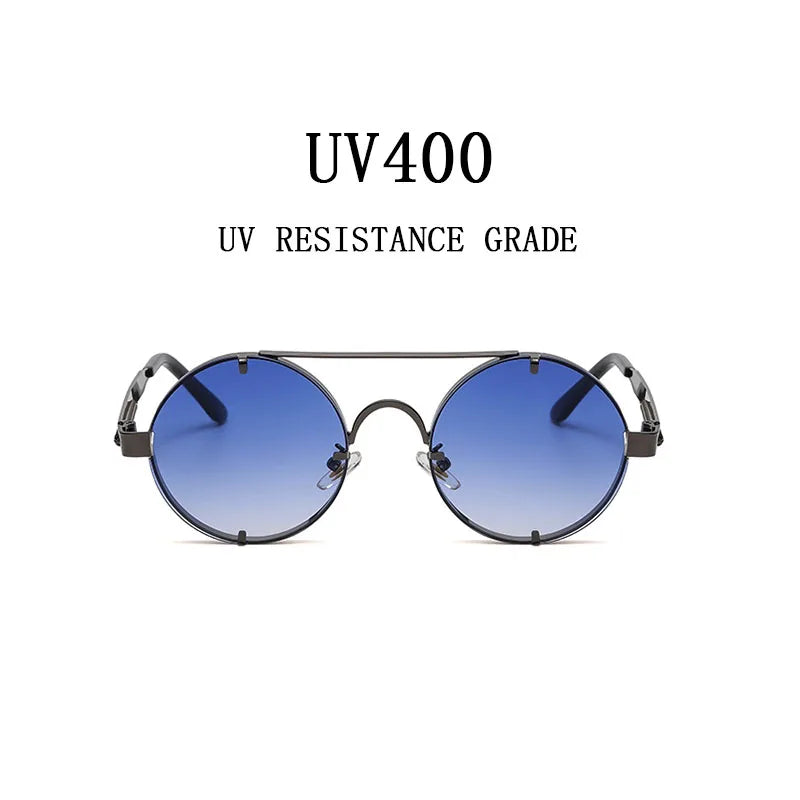 Round Steampunk Sunglasses For Men Fashionable Punk Sunglasses Women Trendy Vintage Fashion Glasses Retro Gafas De Sol Hombre