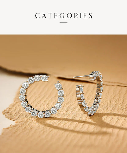 Moissanite Hool Earrings 925 Sterling Silver Passed the Diamond Test Wedding Earrings for Women Gift Fine Jewelry Band
