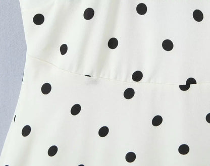 Lace Spliced Polka Dot Halter Dress Women Elegant A-line Mini Sexy Backless Dresses Summer Robe 2025