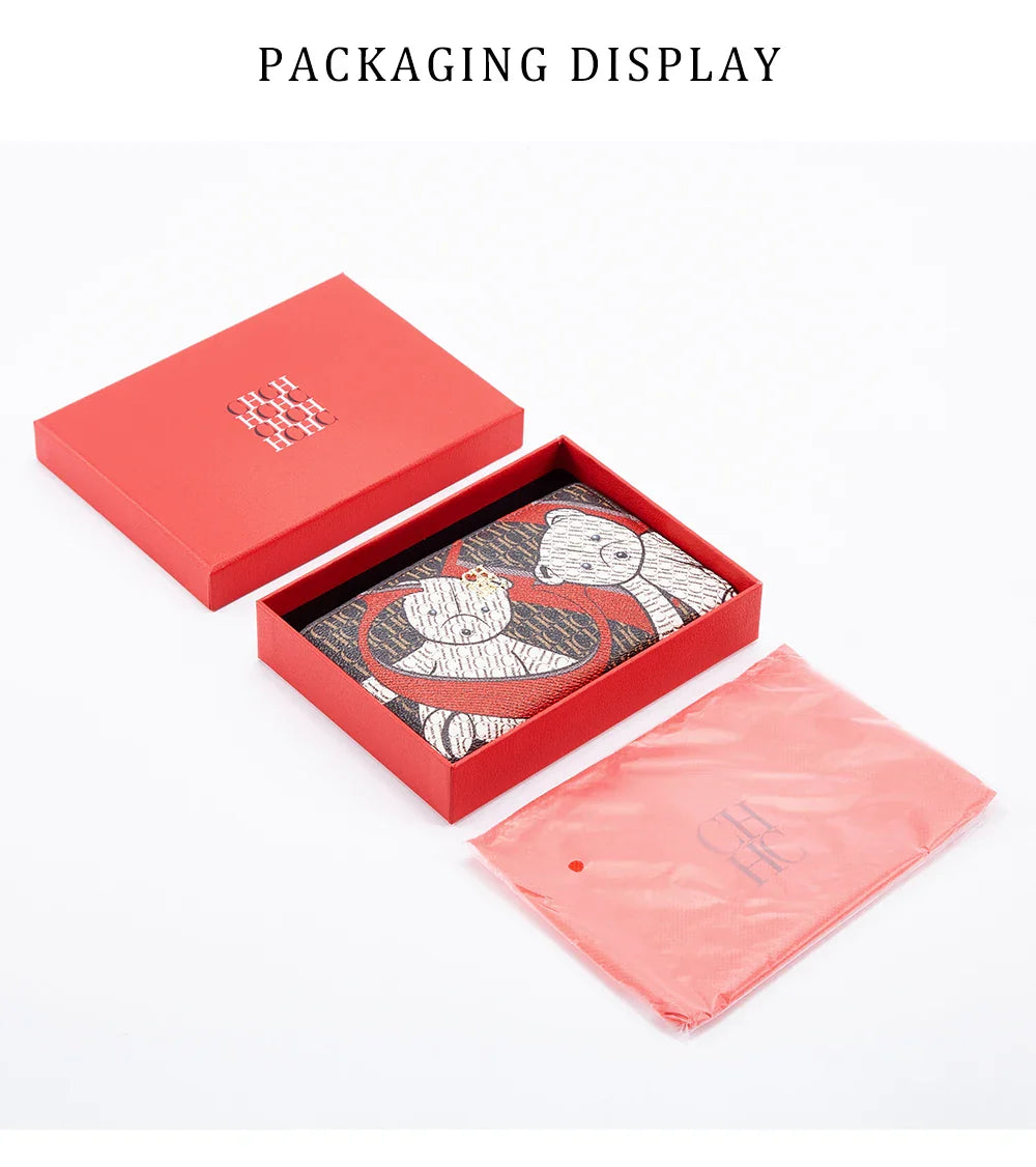 Women's Wallet CHCH Fashion Letter Cartoon Pattern Classic Retro Long Storage Wallet PVC Material Bag