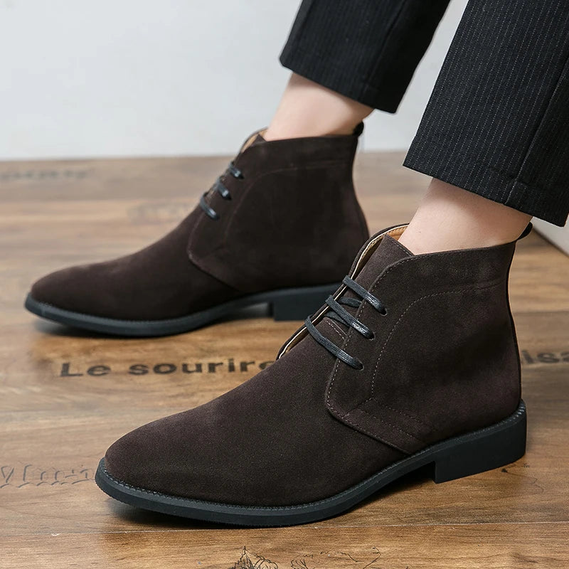 Leather Men Ankle Chelsea Boots Men Work Shoes Pointed Toe Leisure Boots for Male Casual Motorcycle Boots Botas Plus Size 38-48