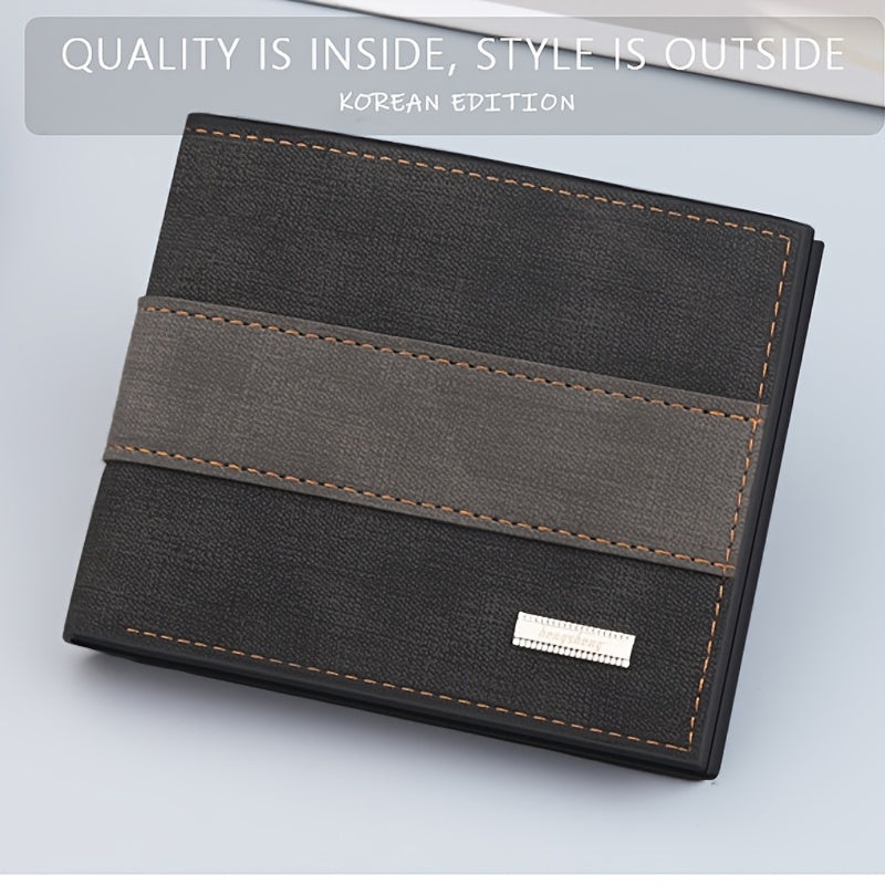 Men Wallet Patchwork PU Leather Small Card Holder Short Wallets Man Purse Card Case Casual Standard Wallet