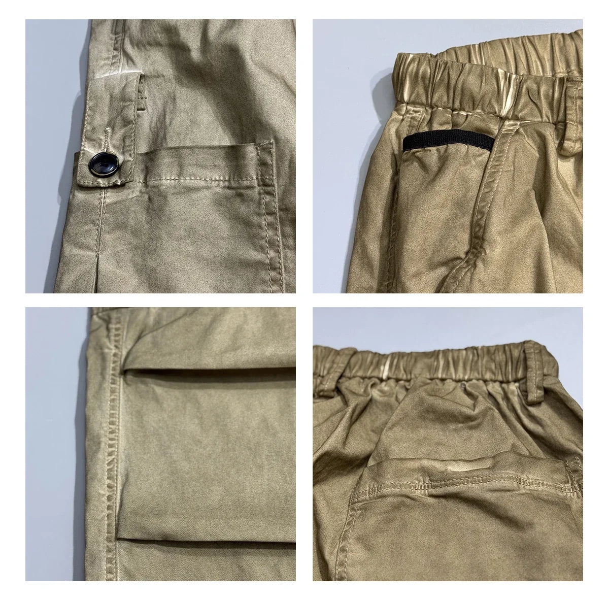 Mens American Vintage Baggy Cargo Pants Multi Pocket Distressed 100% Cotton Straight Leg Loose Fit Premium Quality Pants Trendy