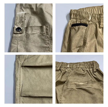 Mens American Vintage Baggy Cargo Pants Multi Pocket Distressed 100% Cotton Straight Leg Loose Fit Premium Quality Pants Trendy