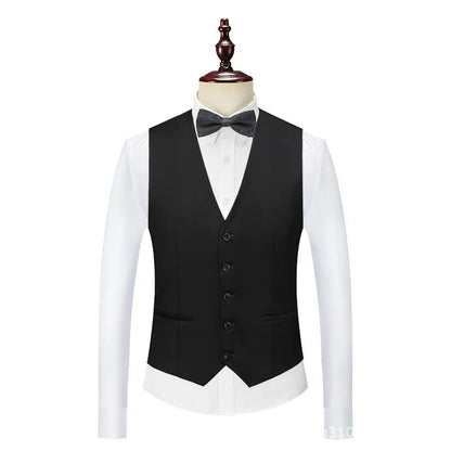 Man Suit Vest Slim V-neck Single-breasted Male Waistcoat Simple Solid Breathable Sleeveless Business Casual Men Vest