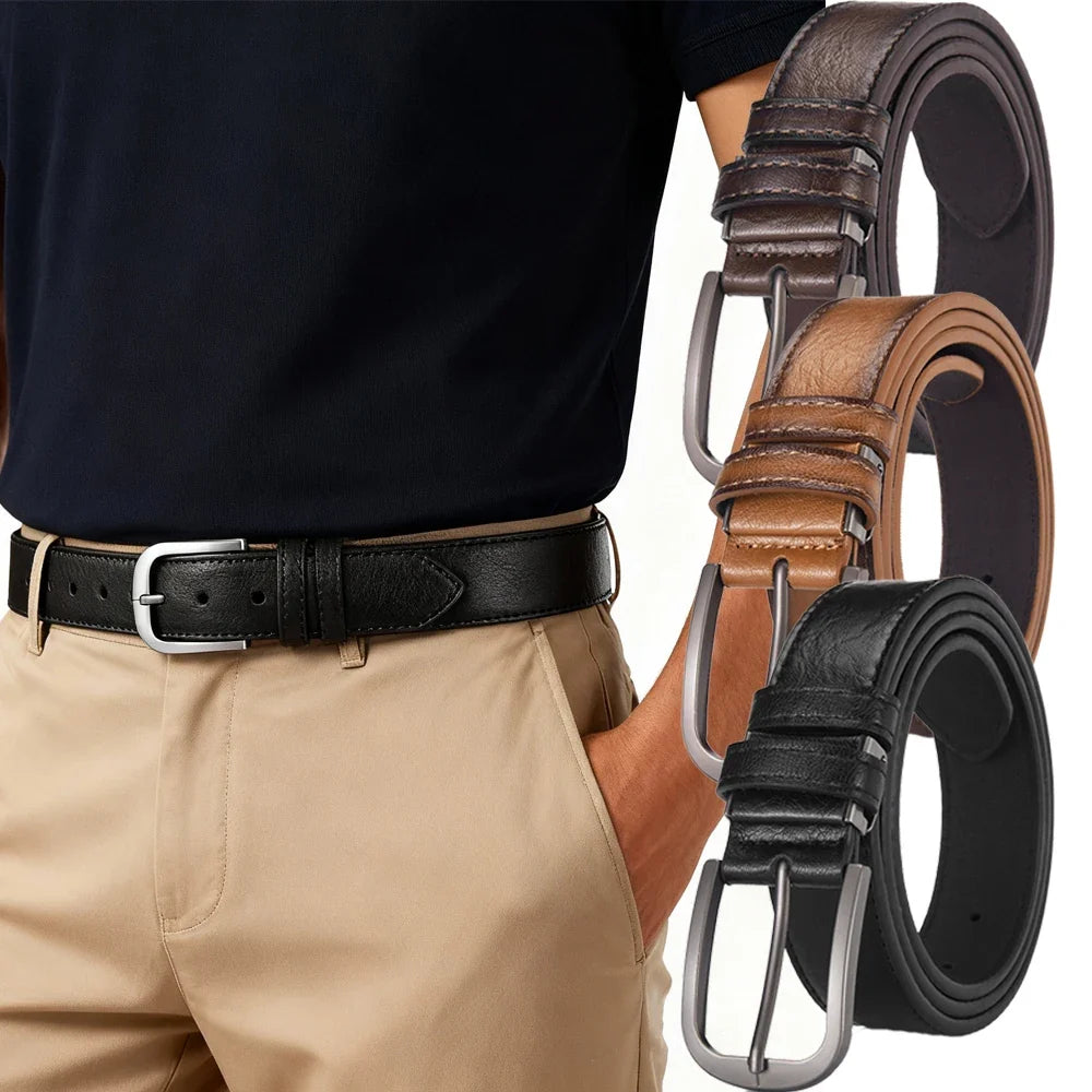 High Quality Men's Alloy Pin Buckle Belt Simple And Versatile Men's Business Belt Unisex Gift Suitable For Formal Occasions