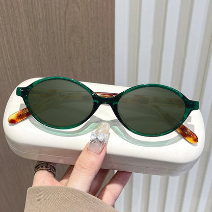 Simple Geometric Oval Small Frame Retro Design Women's Polarized Sunglasses UV Protection Customizable Prescription K9142