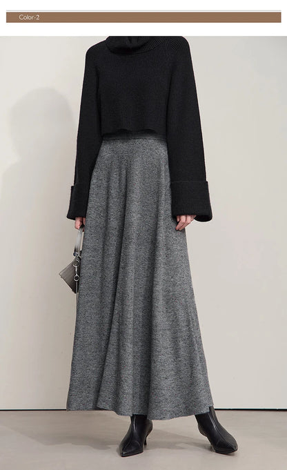 Knitted Skirts For Women 2025 Spring New Gentle A-line Long Skirt Loose Solid Color Elegant Versatile Woman Clothes12553045