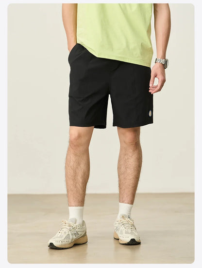2025 Summer New 145gsm Elastic Fabric Beach Shorts Men Contrast Color Drawstring Athletic Shorts