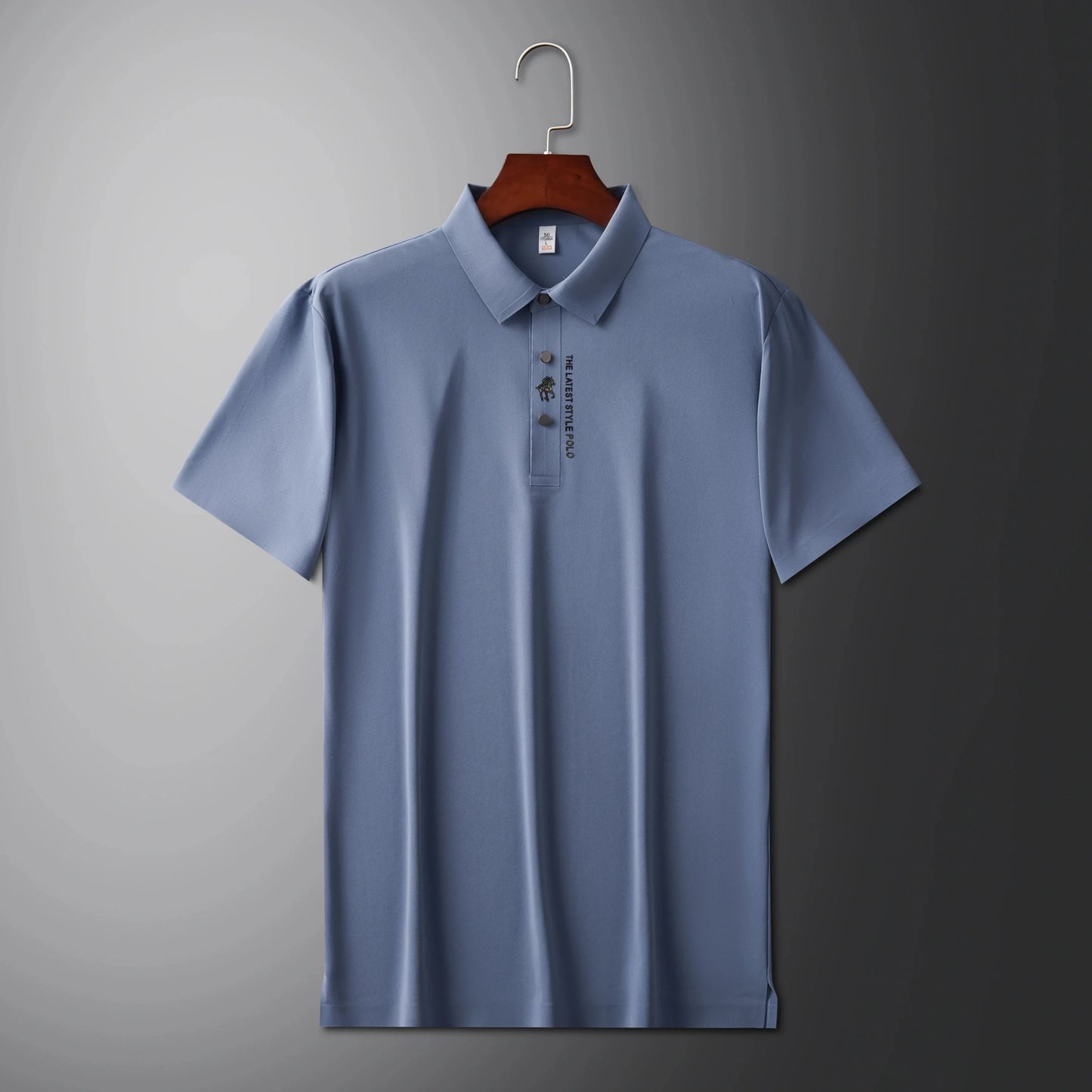 High quality silk breathable short sleeve POLO shirt men's lapel top 2024 summer new light luxury brand printed casual T-shirt