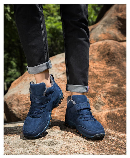Waterproof Winter Men Boots Cow Suede Warm Snow Women Boots Men Work Casual Shoes High Top High-top Non-slip Ankle Boots