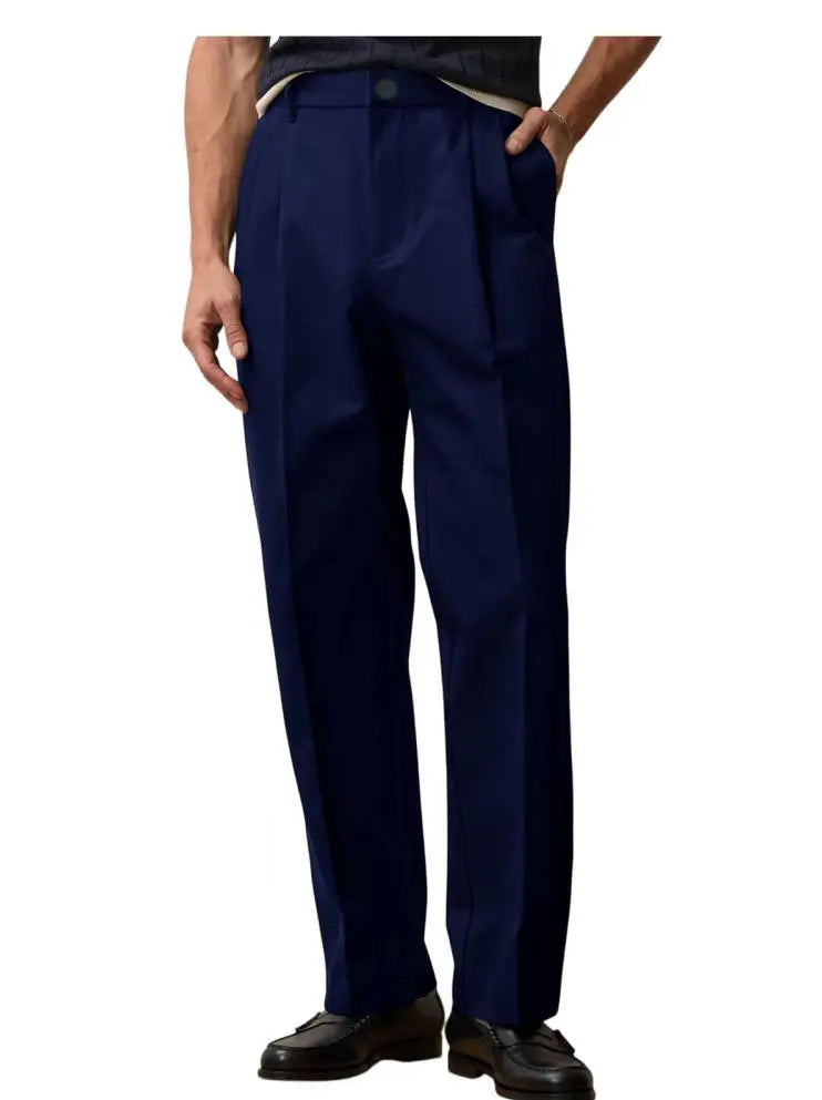 Men's Wide Leg Pants  Loose Fit Straight Leg Suit Trousers High Waist Pleated Business Office Formal Casual Men's Dress Pants