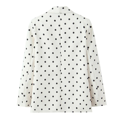 2026 Spring Chic Women Blazer Polka Dot Single Breasted Long Sleeve Blazer New Fashion Office Lady Blazers
