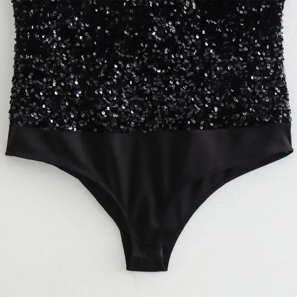 Strapless Sequin Bodysuits for Women, Backless Bodysuits, Sweetheart Neck, Female Playsuits, Sexy Fashion