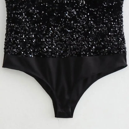 Strapless Sequin Bodysuits for Women, Backless Bodysuits, Sweetheart Neck, Female Playsuits, Sexy Fashion