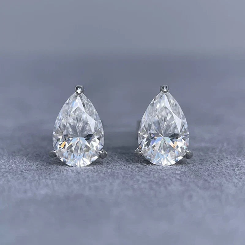 Luxury 1-4CT D Color Moissanite Stud Earrings For Women Party Fine Jewelry S925 Sterling Silver Pear Cut Diamond Earring