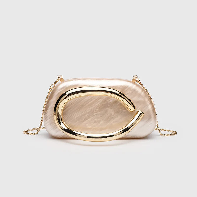 Classic round Box Handheld Dinner Bag Miniature Retro Metal Handle Chain Shoulder Strap Crossbody Bag Street Trend Hard PU Bag