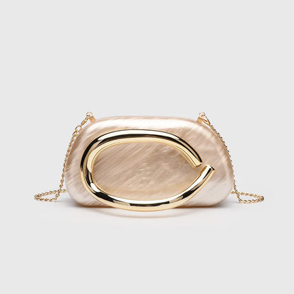 Classic round Box Handheld Dinner Bag Miniature Retro Metal Handle Chain Shoulder Strap Crossbody Bag Street Trend Hard PU Bag