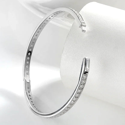 2.5mm Full Moissanite Bangle For Women 100% S925 Silver Sparkling D Color VVS Lab Diamond Bracelet Party Fine Jewelry Gift