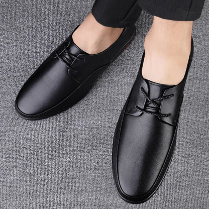 Male All-match Outdoor Flats Genuine Leather Men Casual Office Shoes Handmade Men Lace-Up Footwear 2024 New Mens Oxfords Shoes