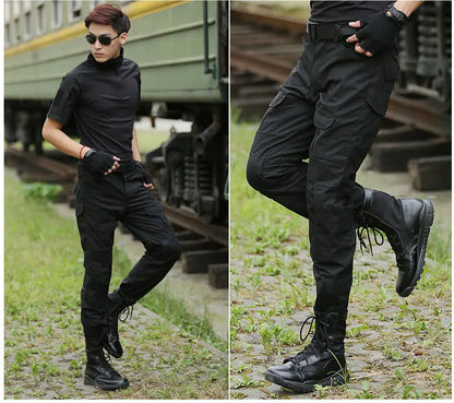 Men's Fashion Outdoor Hiking Overalls Pants Camouflage Tactical Pants Hunting Uniform Fighting Multi-Pocket Trousers
