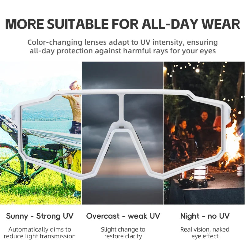 Polarized Photochromic Glasses Cycling Sunglasses Outdoor Sports UV400 MTB Road Women Men Bicycle Goggles Adjustable