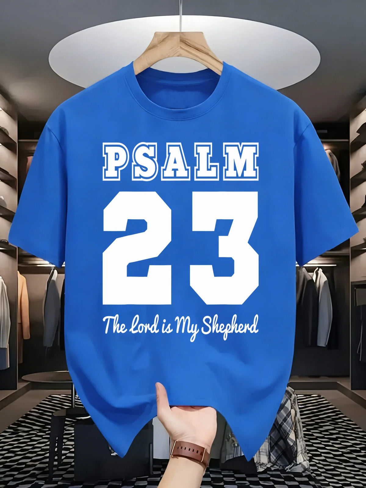 Psalm Number 23 Printing T-Shirt Men Cotton Crewneck T Shirts Summer Loose Basics Clothing Fashion Unisex Retro Short Sleeve