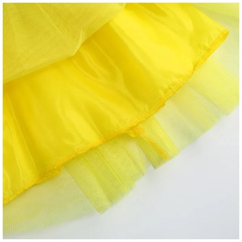 2025 Girls Disney Princess Dress Snow White With Cape Kids Cosplay Halloween Birthday Costumes Children Party Dress 10Y Clothes
