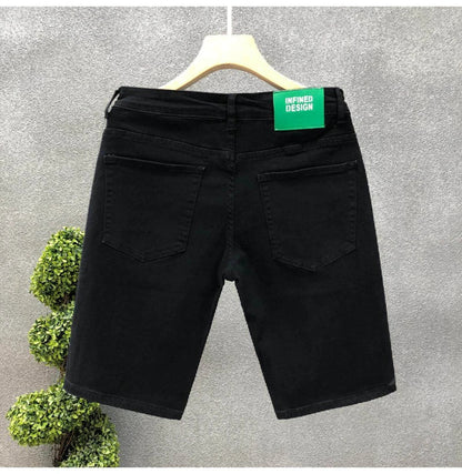 2026 Mens White Denim Shorts Summer Casual Slim Fit Pure Color Five Inch Beach Shorts Simple Stylish Fashion Jeans