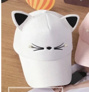 Women Baseball Cap Cats Ears Fleece Hat Peak Cap Baseball Cartoon Cotton Outdoor Sport Casual Sun Cap Cosplay Fashion Plush Hat