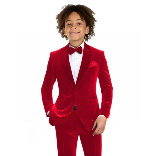 Multi-colors Boys Velvet Suit Set 2 Pieces Jacket Pants Autumn Kids Slim Fit Tuxedo For Photography Handsome Party Suits 2-20T