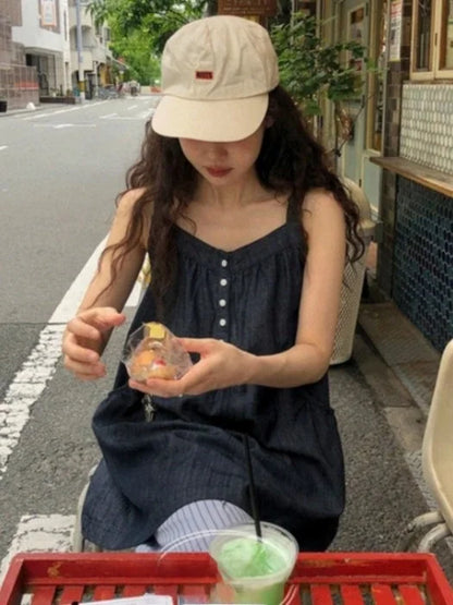 Korean Sle ort Denim Overalls Women's Faionable Summer Dr Vest Dr No Brand Commute Sle 00% Other Material