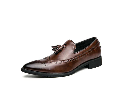 Dress Shoes Men Tassel Formal Leather Shoes Male Classic Social Casual Business Brogue Shoes Wedding Party Leather Loafers Male
