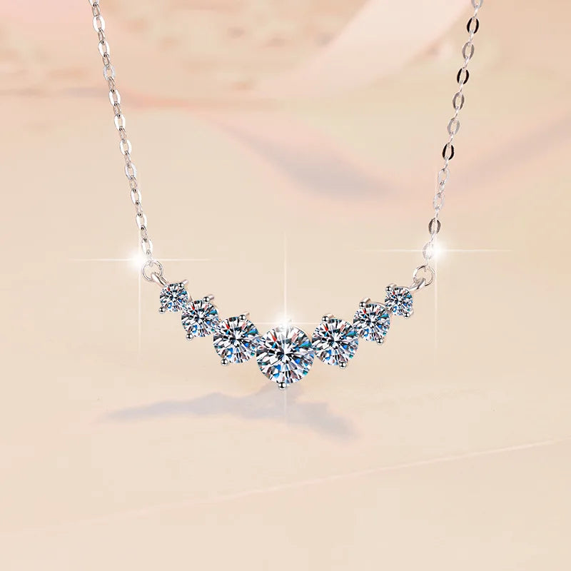 U-Smile Moissanite Necklace D VVS1 for Women D Color Sparkling Lab Diamon Luxury Necklaces 925 Sterling Silver with Certified