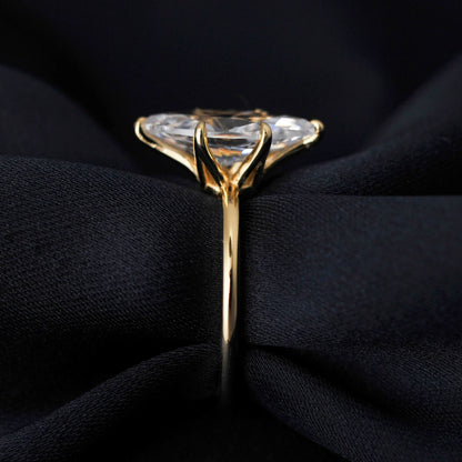 Vintage 9ct 5A Marquise Shape Cubic Zirconia Solitaire Engagement Ring For Women 925 Sterling Silver 14K Yellow Gold
