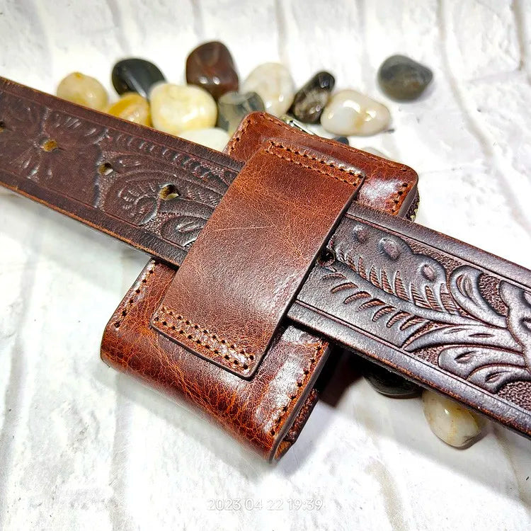 Zippered Car Key Case Belt Pouch Genuine Leather Keys Waist Bag   Key Fanny Pack Wallet Organizer Holder Men L02D-TY