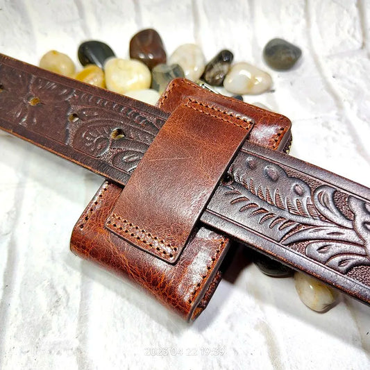 Étui à Clés de Voiture Zippé, Pochette de Ceinture en Cuir Véritable, Sac Banane à Clés, Porte-clés, Organisateur de Portefeuille pour Hommes L02D-TY