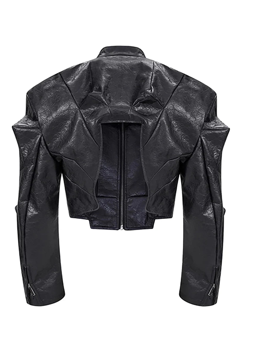 Spring Autumn Cool Handsome Short Deconstruction Pu Leather Jacket Men Luxury Designer Punk Style Clothes Streetwear