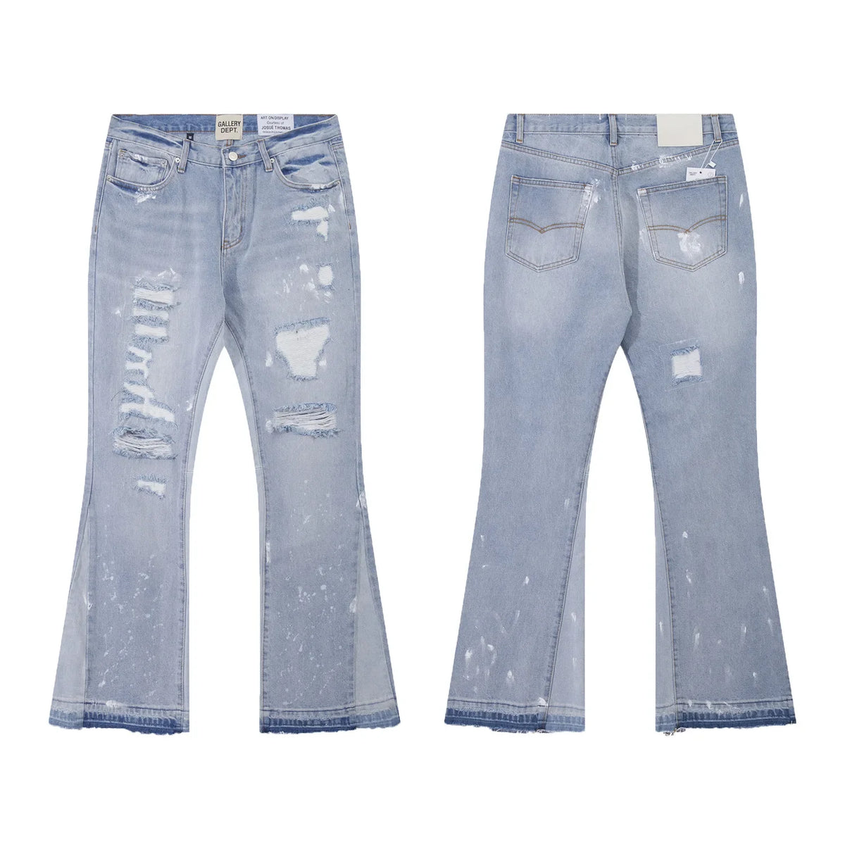 Denim Bell-bottoms Washed And Worn Patchwork Jeans