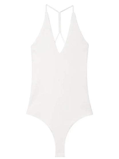 Female Bodysuit Summer Slip Off Shoulder One Piece Swimsuits Corset Backless Bodysuits Sexy Women Beach Black Brown Body