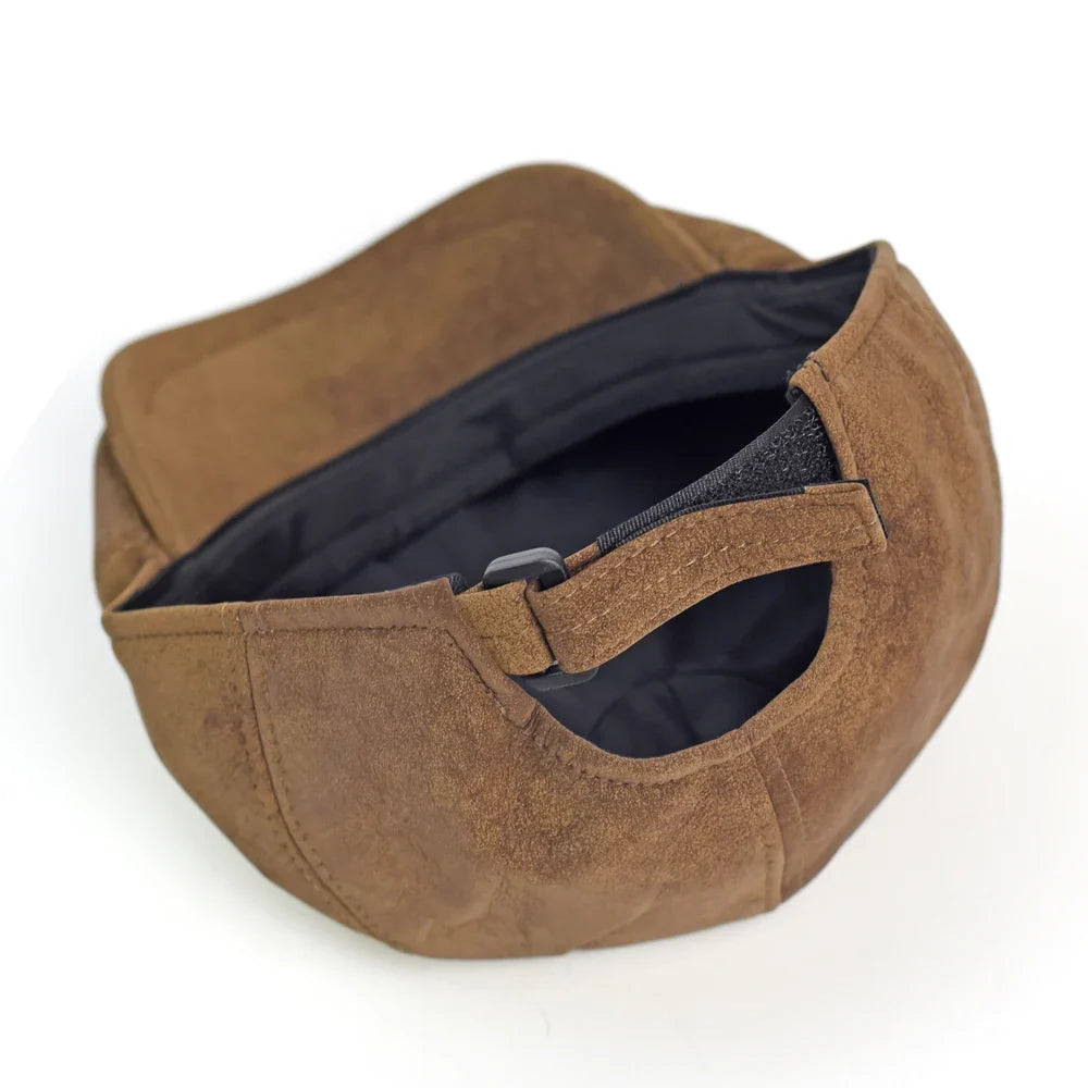 Autumn Winter Faux Leather Cap Newsboy Cap Hat Men Women Casual Beret Solid Cap PU  Leather Flat Caps Vintage