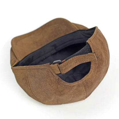 Autumn Winter Faux Leather Cap Newsboy Cap Hat Men Women Casual Beret Solid Cap PU  Leather Flat Caps Vintage